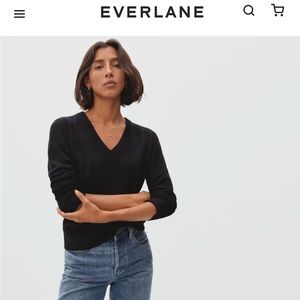 Everlane Cashmere V Neck Size Small Black